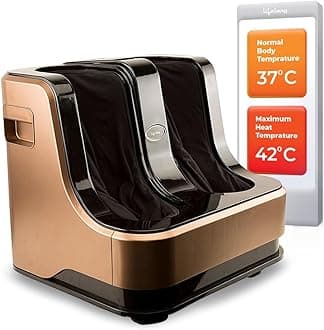 Lifelong Calf, Foot and Leg Massager Machine for Home - Pain Relief Massage for Legs - Heat + 4 Vibration Motors - Rolling, Kneading, and Shiatsu - Improve Blood Circulation, Dark Brown, 80W (LLM99)