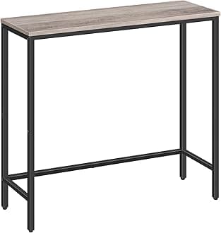 HOOBRO Slim Console Table for Hallway, Metal Frame, Compact Display Sofa Table for Small Spaces, Entryway, Living Room, Sturdy, Greige and Black EBG75XG01