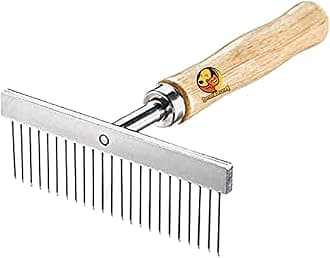 Foodie Puppies Stainless Steel Needles With Wooden Handle Pet Rake Hairbrush Grooming for Dogs and Cats. (T-Shape Rake Comb)