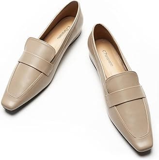 C.Paravano Loafers for Women, Slip-ons Penny Loafers Comfortable Dressy for Formal & Casual Wear, Square Toe Flats for Office