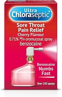 Ultra Chloraseptic Anaesthetic Throat Spray, Cherry Flavour, Fast Acting Relief for Sore Throat Pain, 15 ml (Pack of 1)