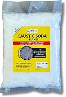 Caustic Soda Flakes Drainage Block Remover, Chimney Cleaning, Drain and Sink Cleaner, Best Soap Making Flakes - 500 GM by Gayatri Tradechem