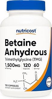 Nutricost Betaine Anhydrous Capsules 1500mg, 60 Servings - Gluten Free, Non-GMO, 750mg Per Cap, 120 Capsules