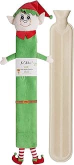 K CollectionExtra Long Hot Water Bottle – Super Soft Novelty Plush Cover – Natural Rubber 2L Capacity – 72cm Long – Perfect for Pain Relief on Aches or Injuries (Elf)