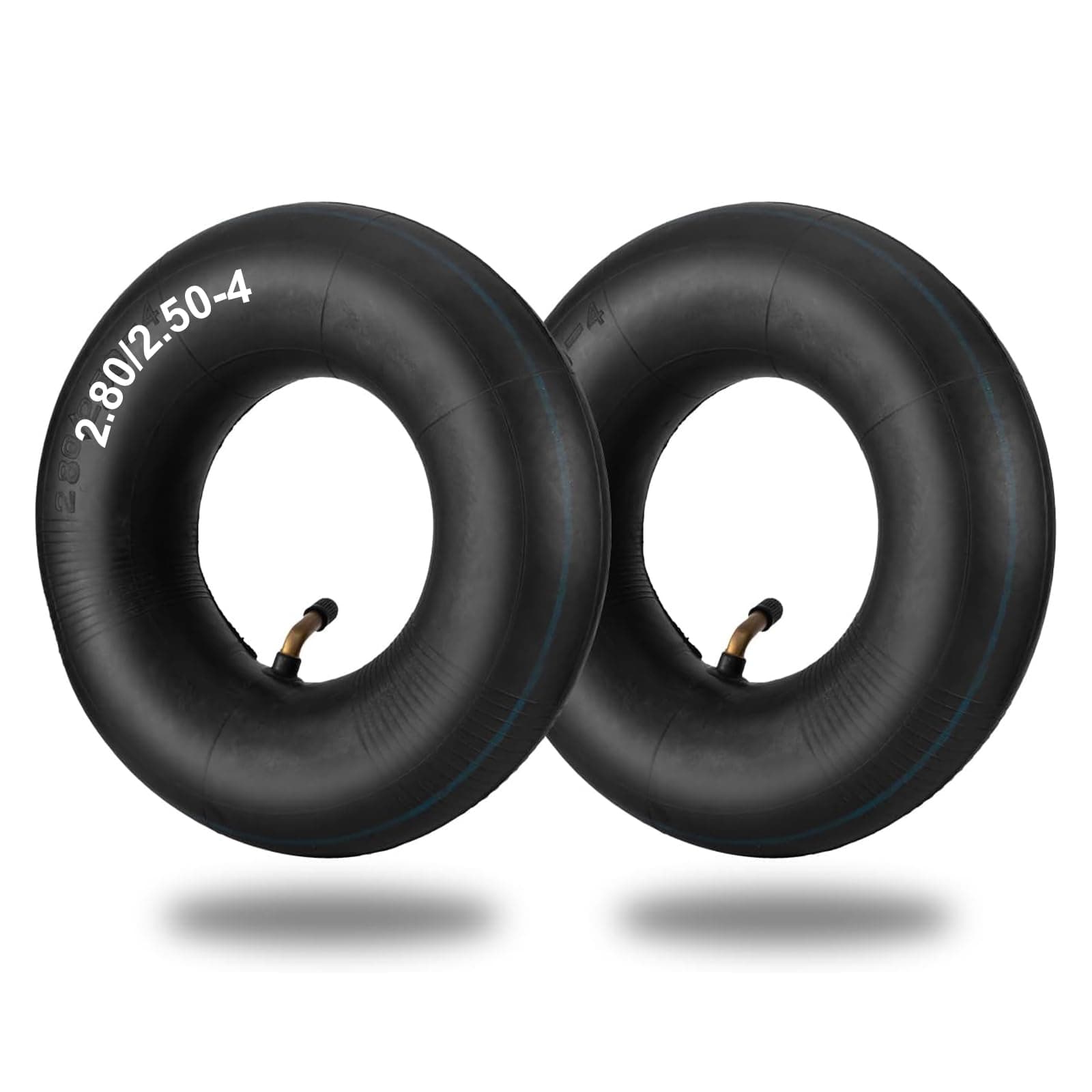 2.80/2.50-4 Inner Tubes, 2 Pack Heavy Duty 2.80 2.50-4/280/250-4 Replacement Tire Inner Tube with Bent Valve for Scooters, Hand Trucks, Wheelbarrows, Utility Cart, Dollys, Lawn Mowers, Trolleys
