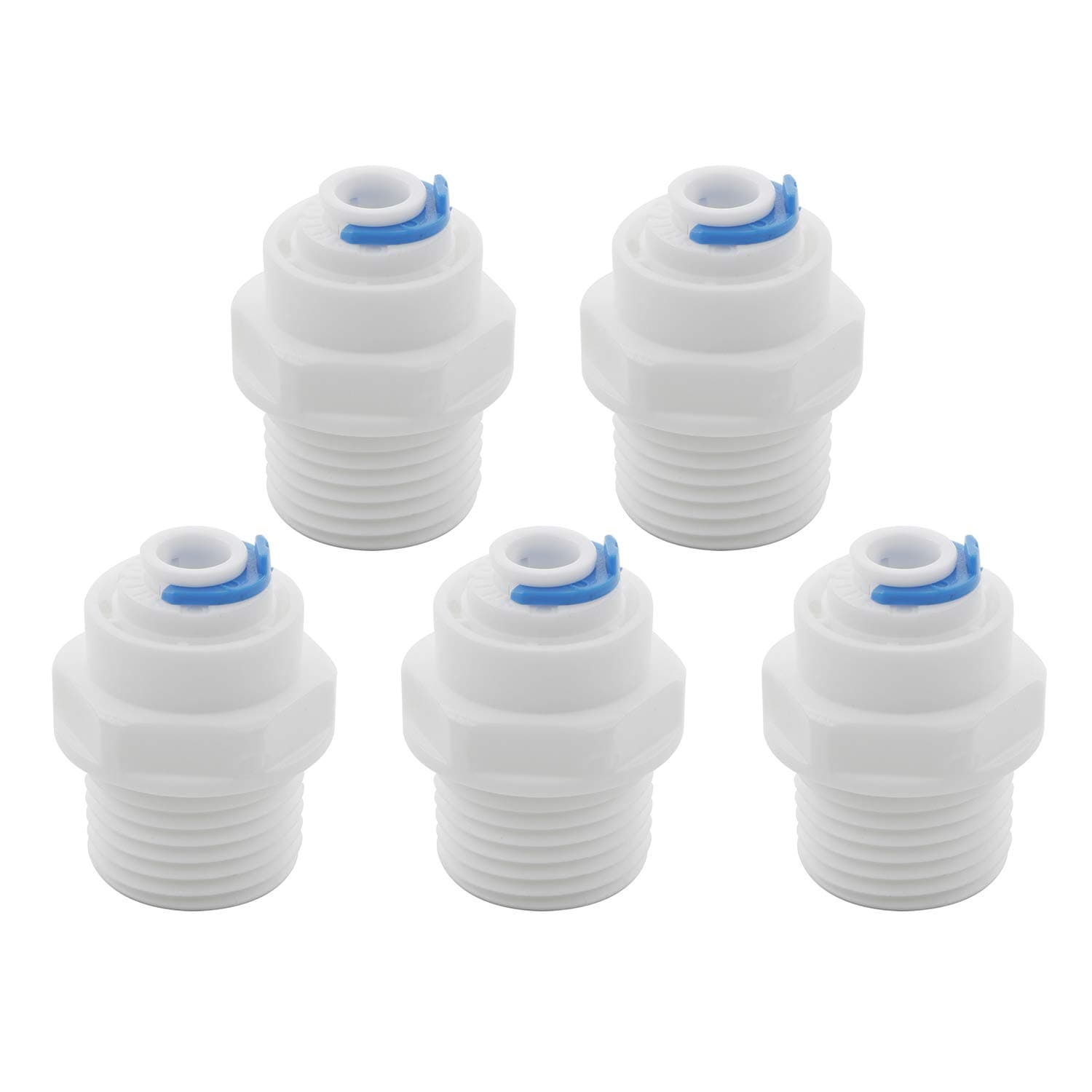 Plastic PT 1/2-Inch(3/4'') 1/4-Inch Straight Water Filter Connect Quick Fitting Connector RO Reverse Osmosis Pack of 5
