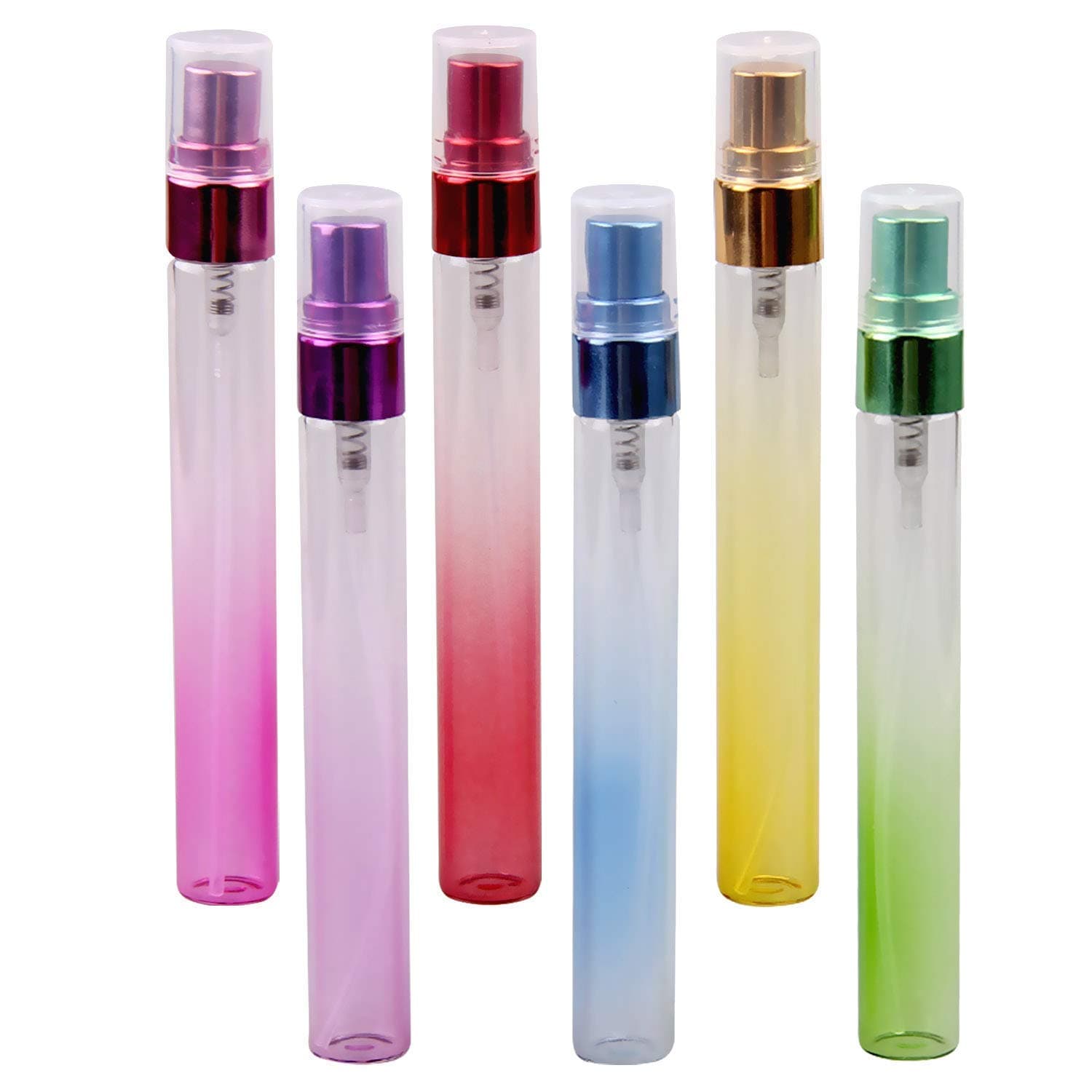 Perfume Atomiser Refillable, Jeyhoop 6 PCS 10ml Perfume Spray Bottle Mini Gradient Color Refillable Bottle Empty Travel Perfume Glass Atomizer Pump Sprayer Bottle Set