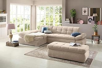 Fabrique Elementra L-Shaped Sofa Bed 5 Seater Linen Fabric Sofa Set - Premium Furniture for Home Office, Guests, and Contemporary, Comfortable Living Rooms (Left Hand Side) - Cream