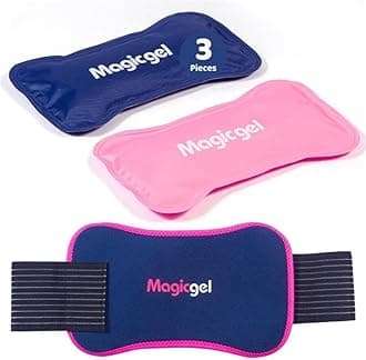 Magic Gel 2 x Ice Packs for Sports Injuries with Adjustable Wrap-Around Strap | Flexible Ice Pack Set for Muscle Pain, Sciatica Relief and More | Reusable Cold Compress Kit with Hot and Cold Packs ()