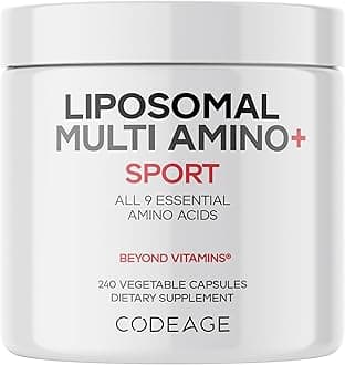 Codeage Multi Amino+ BCAA & EAA Supplement, All 9 Essential Amino Acids, Free-Form Branched-Chain Amino Acid Pills, Sport Supplement, Pre & Post Workout, Liposomal Delivery, Vegan, 240 Capsules