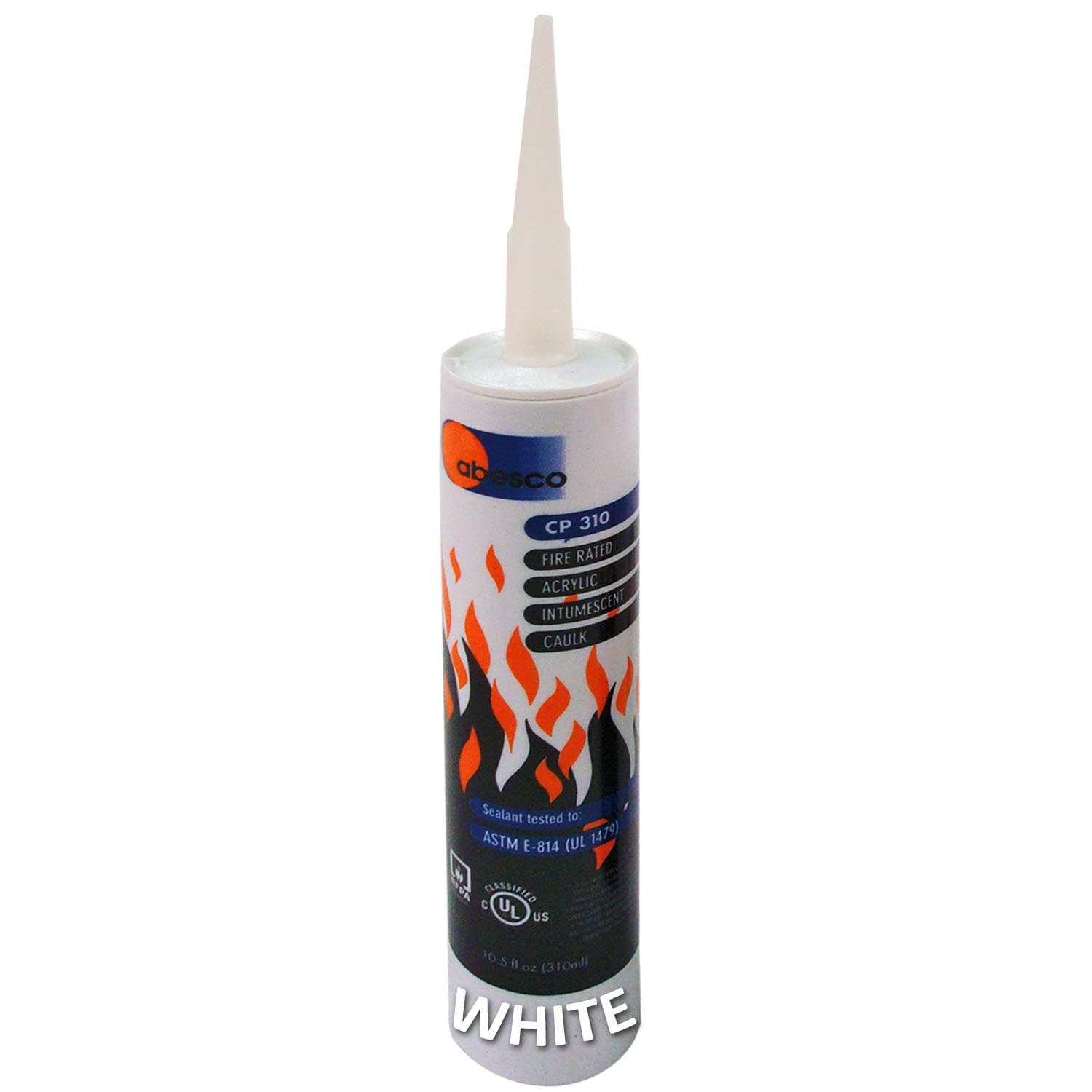 Abesco Fire, Intumescent Acrylic Mastic (Fire Caulk), Material: Water Based Intumescent Acrylic, Dimensions: 10.5 Oz Tube, Color: White, Qty: 1 (10.5 oz Tube)