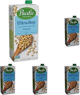Pacific Foods Original Ultra Soy Milk, Plant Based Milk, 32 oz Carton (Pack of 5)