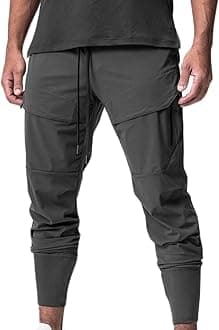 Muscularfit Mens Jogger Pants Drawstring Stretch Quick Drying Solid Hiking Pants Skinny Slacks Tapered Cycling Climbing Pant