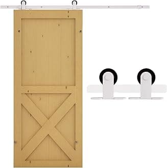 HOMCOM B81-002WT Sliding Barn Door Hardware Kit, 6', White