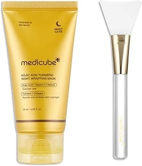 Overnight Glow Duo for Uneven skin Tone: Turmeric Overnight Wrapping Peel Off Mask and Jelly Brush