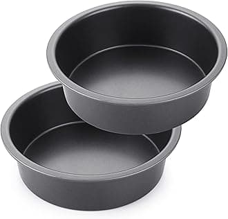HONGBAKE Round Cake Pan Set for Baking, 8 Inch, Nonstick Deeper Circle Cake Pans with Wider Grips, 2 Pieces Layer Cake Tin, Cheesecake Mold, Huty Duty, Dishwasher Safe - Grey