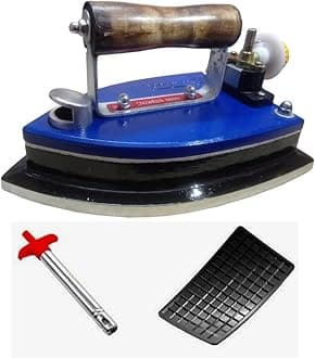 5.5 kg Newtech LPG Gas Iron press [ 5.5 kg India's No.1 Brand] Best for Dhobi/Laundary [Heavy duty + Longlife+ Free lighter + Mat] with Wooden Handle (lakdi ka handle)