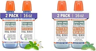 Overnight & Whitening Mouthwash Bundle, Chamomile Mint & Dazzling Mint Flavors, Fluoride & Alcohol Free, Fights Bad Breath 12 Hours, Removes Stains, Pack of 2, 16 fl oz Each