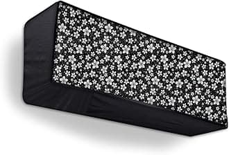 Polyester Split Ac Cover Indoor Unit For 1 Ton Capacity Ac, All Weather Cover/Attractive Digital Prints/Dustproof/Water Resistant Ac Cover (Black Flower)