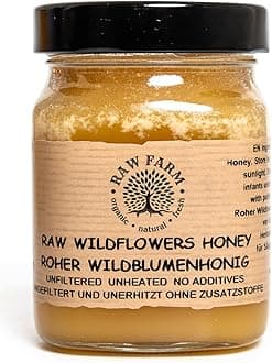 Raw Farm - Pure Raw Wildflowers Honey 450 g - Unfiltered, Unheated, Unprocessed, Cold-Extracted – Rich in Enzymes & Pollen, Straight from RAW FARM Bee hives