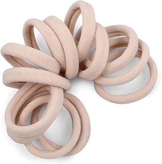 Cyndibands Soft and Stretchy 1.5' Seamless Fabric Ponytail Holders in Cream for Blondes - 12 Hair Ties