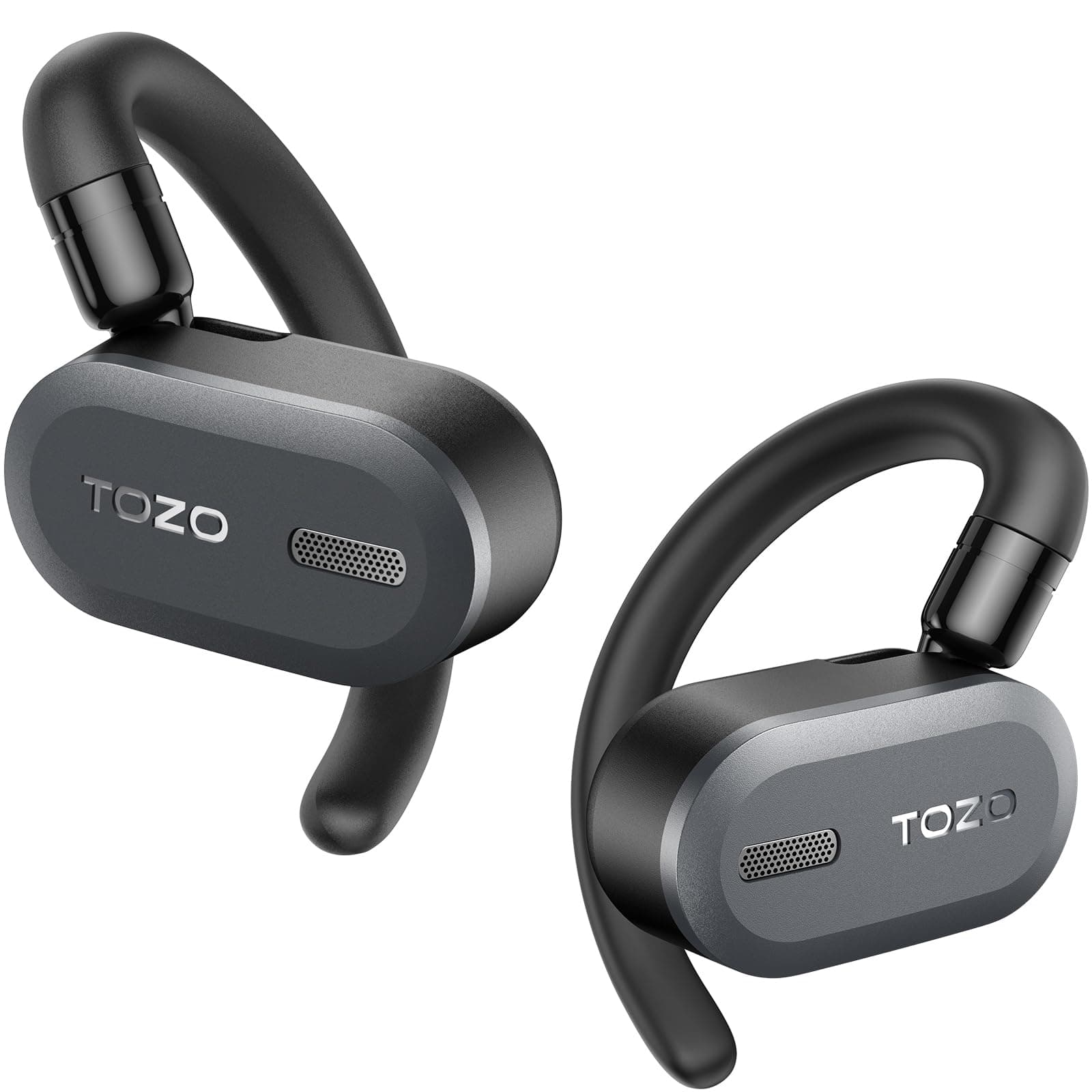 TOZO O2 True Open Ear Wireless Earbuds with Multi-Angle Adjustment, Bluetooth 5.3 Headphones with Bass Sound, Crystal-Clear Calls, 42 Hrs Playtime, Long-Lasting Comfort for Work, Driving, Sport Black