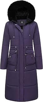 MOERDENGWomen's Long Winter Puffer Coat Waterproof Warm Maxi Down Jacket Faux Fur Removable Hood Parka