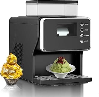 Shaved Ice Machine, Portable Ice Maker with Rapid Cooling and Food-Grade Stainless Steel Material, Adjustable Snowflake Ice Making Speed, Ice Cream Maker for Home, Office, Restaurant, Bar, Party