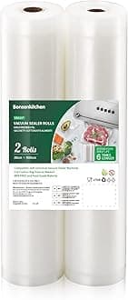 Bonsenkitchen 2 Rolls of 28 x 600 cm Vacuum Bags for Food Storage and Cooking, BPA Free