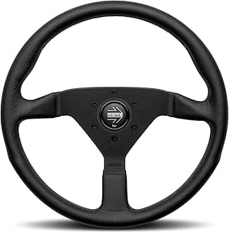 Motorsport Montecarlo Black Stitch Leather Street Steering Wheel, Brushed Anodized Spoke, BK Stitch 350mm