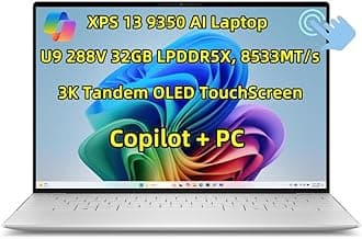 New XPS13 9350 Thin & Lightweight Copilot+ AI Laptop 13.4" 3K Tandem OLED Touch Screen Ultra 9 Processor 288V 32GB LPDDR5X RAM 1TB SSD Webcam Backlit Keyboard Fingerprint WiFi7 Thunderbolt4 Win 11 Pro