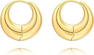 18K Gold Plated Chunky Hoop Earrings Simple Thick Huggie Earrings for Women Elegant Minimalist Jewelry