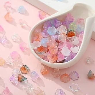 100pcs Glass Bellflower Beads for Jewelry Making Mixed Color flower beads