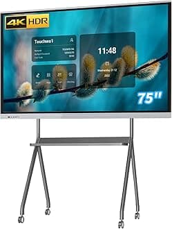 - 75" Touchscreen Monitor Smart Board, 4K Interactive Presentation Electronic Whiteboard with Android 11, Digital Signage Display for Office, Classroom,RAM 4GB+ ROM 32GB