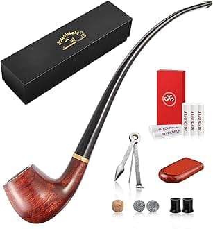 Joyoldelf Tobacco Pipe Smoking Pipe Rosewood Exquisite Handcrafted Churchwarden Tobacco Pipe - Complete Starter Set
