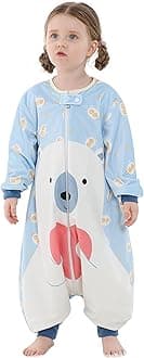MICHLEY Baby Sleeping Bag Sack Long Sleeve with Feet Winter Swaddle Wearable Blanket for Boys Girls,Bear,3-5Years