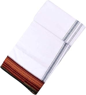 Akhil Stones Men's Cotton Handloom Lungi (White, 2 m)