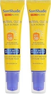 Sunshade Mineral Sunscreen 30ml (Pack of 2) SPF 50 PA++++ with Broad Spectrum, UVa & UVb Protection, Non-Greasy, No White Cast, Water Resistant, Ultra-Matte Finish | Mineral Sun Screen for All Skin Types