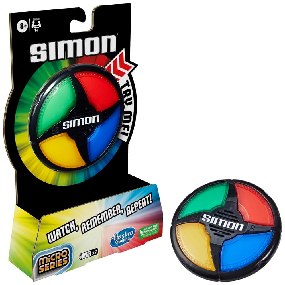 Hasbro Gaming Simon Micro Series Electronic Game for 1 or More Players, Classic Simon Gameplay in a Compact Size, Fun Party Game for Kids Ages 8+