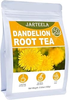 Jarteela Dandelion Root Tea - 2g Pyramid Bags, 50 Count - Raw, Non-GMO, Caffeine-Free