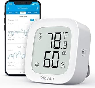 Govee WiFi Thermometer Hygrometer H5103, Indoor Bluetooth Temperature Humidity Sensor with Electronic Ink Display, App Notification Alert, Free Data Storage Export, Digital Remote Monitor for Bedroom