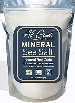 Sea Salt 8oz, Fine Grain, Hand Harvested | Cooking, Baking & Seasoning Dishes | Low Sodium, Magnesium & Potassium Loaded | Ideal for Electrolyte Balance, Optimal Body