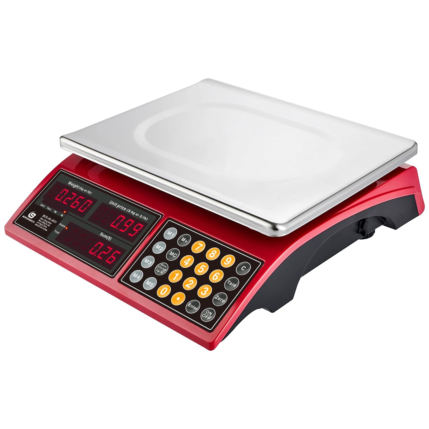 66lb Digital Commercial Kitchen Scale with Price Computing - Rechargeable Stainless Steel Food Scale for Meat, Produce, Fruit & Vegetables, Dual Display with Memory Function (Not for Trade)