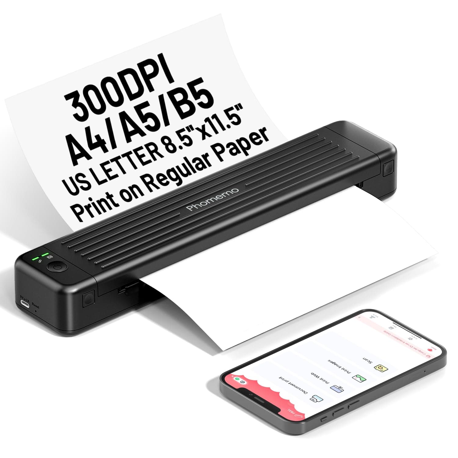 Phomemo P831 Portable Printers, Thermal Transfer Portable Printer for Invoice, Contract and Business Trip, Monochrome Printer A4 Compatible with Phone and Laptop, Desktops Stick PCs