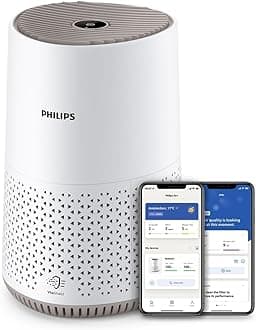 Philips Air Purifier 600 Series, Ultra Quiet and Energy-Efficient for Allergy Sufferers, HEPA Filter Removes 99.97 Percent of Pollutants, for Rooms up to 44 m2, App-Controlled, White (AC0650/10)