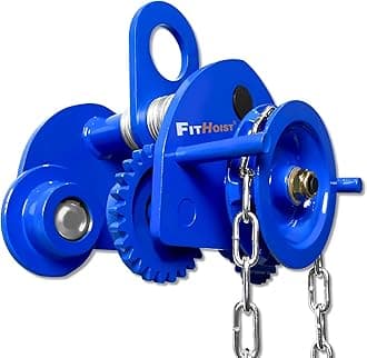 Manual Chain Trolley 1 Ton, 2200LBS Capacity Adjustable Gantry Crane Trolley, Fits I-Beam Flange Width 3” to 5”, Heavy-Duty Hoist Trolley with Hand Pull Chain for Industrial and Warehouse