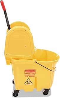 Rubbermaid Commercial WaveBrake 2.0® 35 QT Down-Press Mop Bucket and Wringer, Yellow (FG757788YEL)