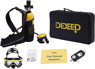 Scuba Tank Diving Gear for Diver 1L Mini Scuba Tank Oxygen Cylinder 32.8Ft Reusable Mini Scuba Tank Portable Underwater Breathing Device Kit for 15-20 Minutes Underwater Dive Portable Lungs