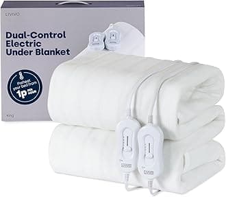LIVIVO Electric Blanket King Size with Dual Controller - Heated Blanket with 3 Heat Levels, Quick Heat-Up, Detachable Control - Electric Underblanket, Heated Mattress Topper - 165x137cm