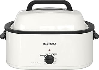 Roaster Oven, Electric Roaster Oven 26 Quart with Viewing & Self-Basting Lid, Turkey Roaster with Defrost & Warm Function, Large Electric Roaster Pan with Removable Pan & Rack, Stainless Steel, White